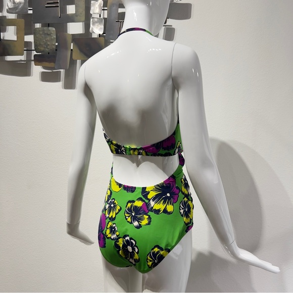 J.Crew One-piece Tube Top Halter Neck Backless Swimsuit Preppy Green Size Large - Picture 11 of 16